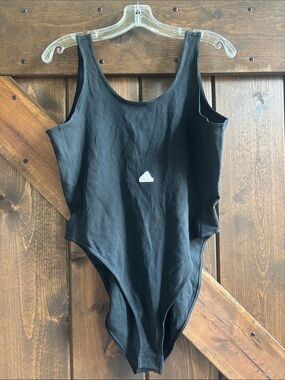 adidas Black Ribbed Kids One-Piece Bodysuit with Small Logo